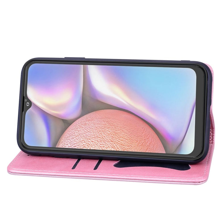 For Samsung Galaxy A10s Business Stitching Horizontal Flip Leather Case with Double Folding & Bracket & Card Slots & Photo Frame & Wallet
