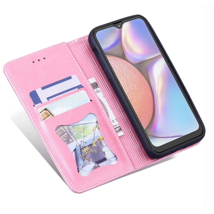 For Samsung Galaxy A10s Business Stitching Horizontal Flip Leather Case with Double Folding & Bracket & Card Slots & Photo Frame & Wallet