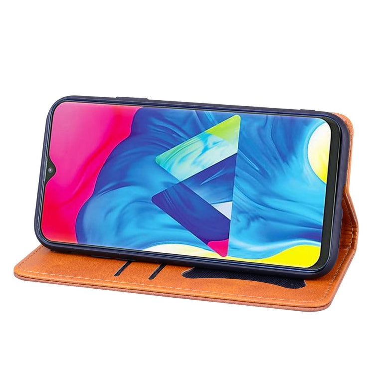 For Samsung Galaxy A11 / M11 Business Stitching Horizontal Flip Leather Case with Double Folding & Bracket & Card Slots & Photo Frame & Wallet