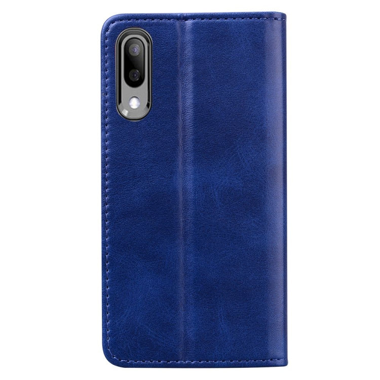 For Samsung Galaxy A11 / M11 Business Stitching Horizontal Flip Leather Case with Double Folding & Bracket & Card Slots & Photo Frame & Wallet