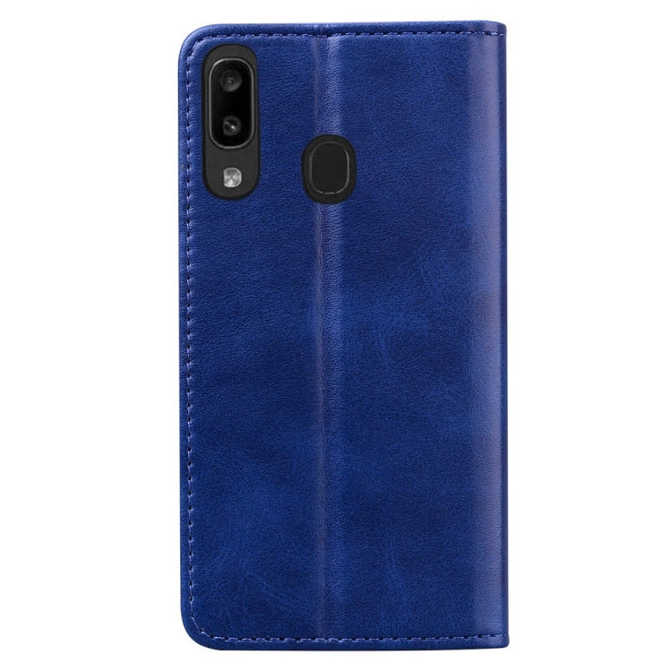 For Samsung Galaxy A20 / A30 Business Stitching Horizontal Flip Leather Case with Double Folding & Bracket & Card Slots & Photo Frame & Wallet