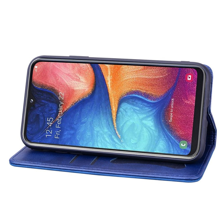 For Samsung Galaxy A20 / A30 Business Stitching Horizontal Flip Leather Case with Double Folding & Bracket & Card Slots & Photo Frame & Wallet
