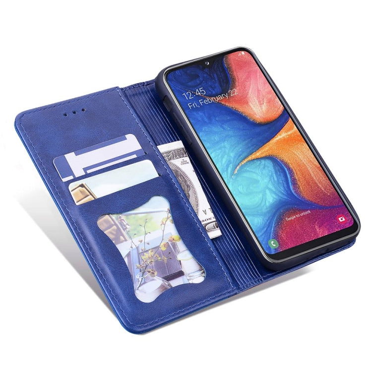 For Samsung Galaxy A20 / A30 Business Stitching Horizontal Flip Leather Case with Double Folding & Bracket & Card Slots & Photo Frame & Wallet