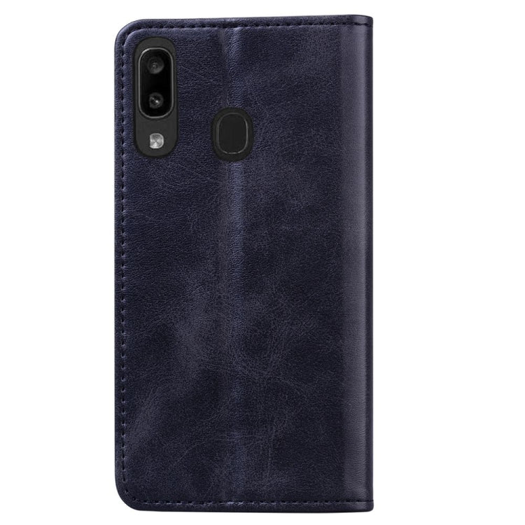 For Samsung Galaxy A20 / A30 Business Stitching Horizontal Flip Leather Case with Double Folding & Bracket & Card Slots & Photo Frame & Wallet