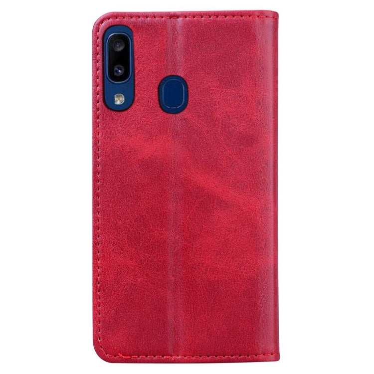 For Samsung Galaxy A20 / A30 Business Stitching Horizontal Flip Leather Case with Double Folding & Bracket & Card Slots & Photo Frame & Wallet