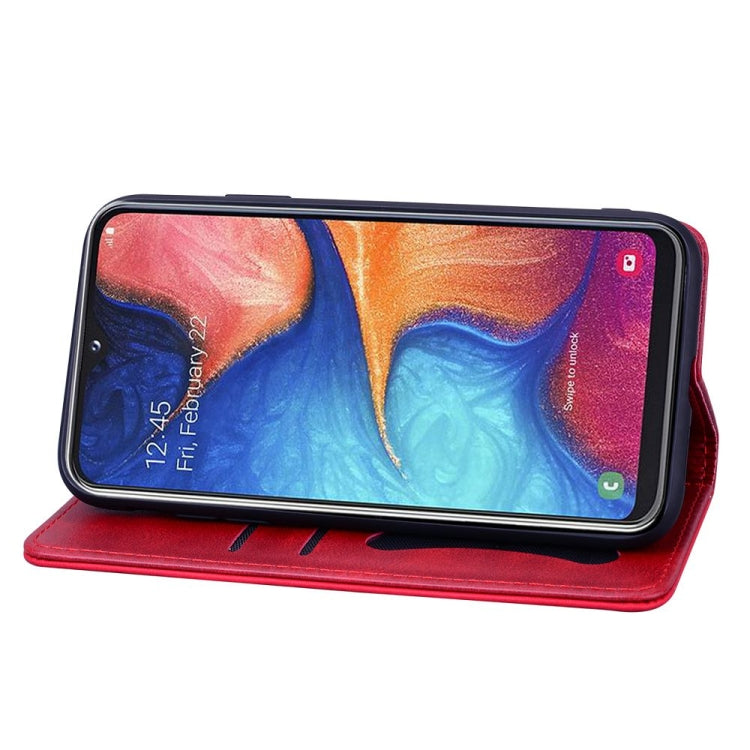 For Samsung Galaxy A20 / A30 Business Stitching Horizontal Flip Leather Case with Double Folding & Bracket & Card Slots & Photo Frame & Wallet