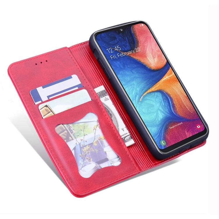 For Samsung Galaxy A20 / A30 Business Stitching Horizontal Flip Leather Case with Double Folding & Bracket & Card Slots & Photo Frame & Wallet