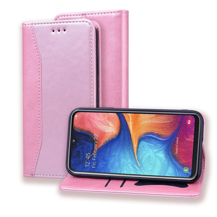 For Samsung Galaxy A20 / A30 Business Stitching Horizontal Flip Leather Case with Double Folding & Bracket & Card Slots & Photo Frame & Wallet