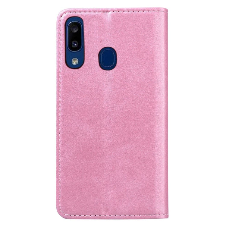 For Samsung Galaxy A20 / A30 Business Stitching Horizontal Flip Leather Case with Double Folding & Bracket & Card Slots & Photo Frame & Wallet