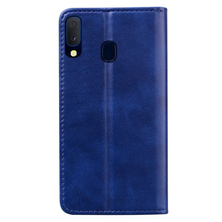For Samsung Galaxy A20e Business Stitching Horizontal Flip Leather Case with Double Folding & Bracket & Card Slots & Photo Frame & Wallet