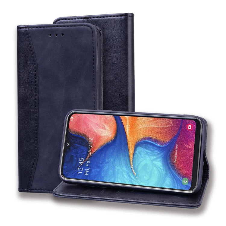 For Samsung Galaxy A20e Business Stitching Horizontal Flip Leather Case with Double Folding & Bracket & Card Slots & Photo Frame & Wallet