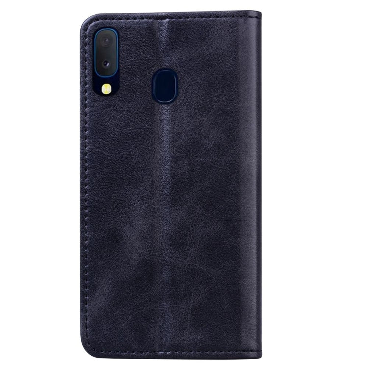 For Samsung Galaxy A20e Business Stitching Horizontal Flip Leather Case with Double Folding & Bracket & Card Slots & Photo Frame & Wallet