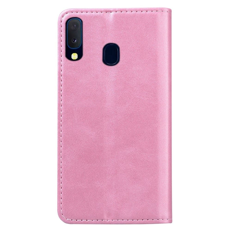 For Samsung Galaxy A20e Business Stitching Horizontal Flip Leather Case with Double Folding & Bracket & Card Slots & Photo Frame & Wallet