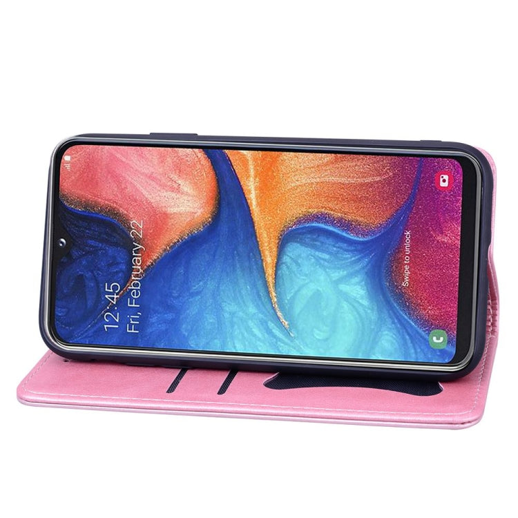 For Samsung Galaxy A20e Business Stitching Horizontal Flip Leather Case with Double Folding & Bracket & Card Slots & Photo Frame & Wallet