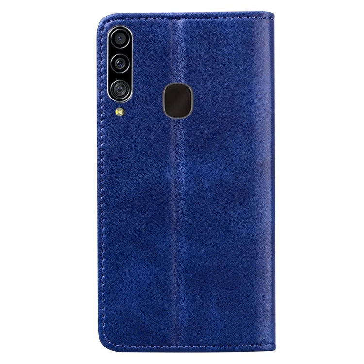 For Samsung Galaxy A20s Business Stitching Horizontal Flip Leather Case with Double Folding & Bracket & Card Slots & Photo Frame & Wallet