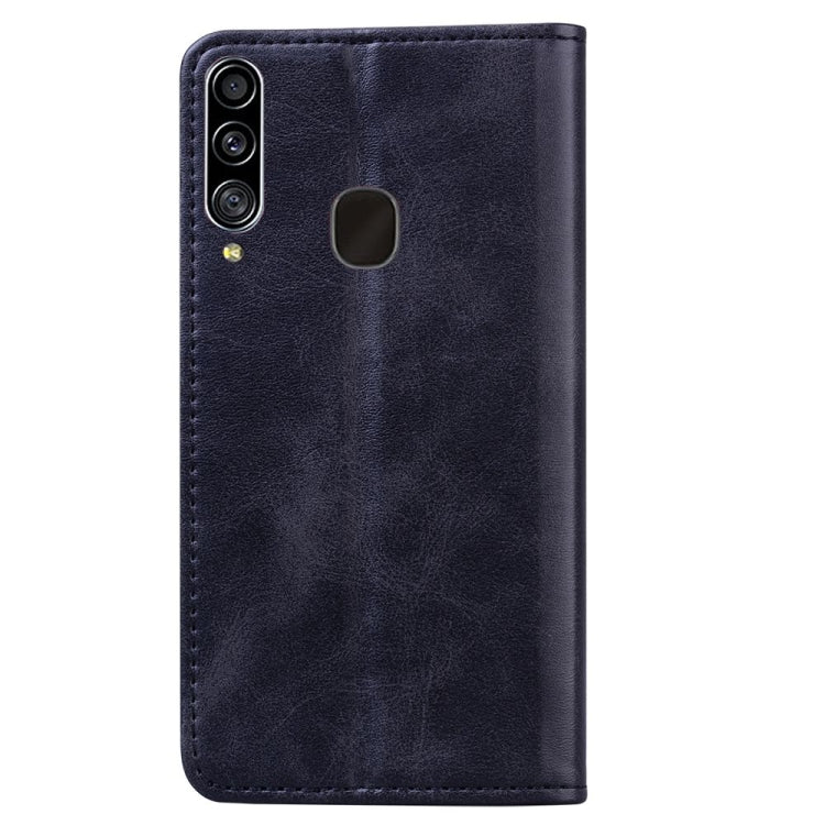 For Samsung Galaxy A20s Business Stitching Horizontal Flip Leather Case with Double Folding & Bracket & Card Slots & Photo Frame & Wallet