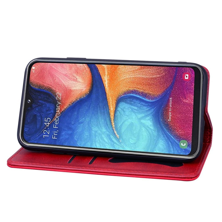 For Samsung Galaxy A20s Business Stitching Horizontal Flip Leather Case with Double Folding & Bracket & Card Slots & Photo Frame & Wallet