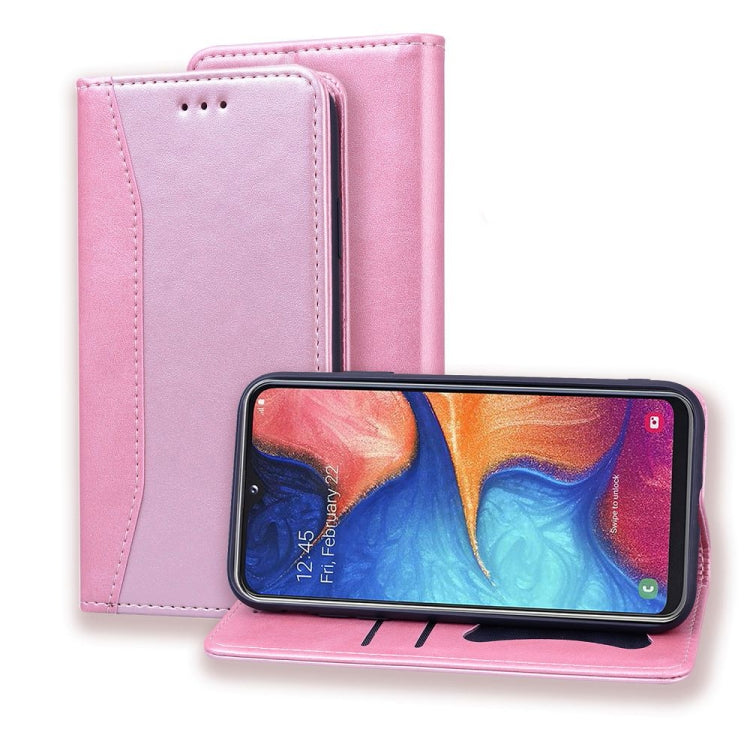 For Samsung Galaxy A20s Business Stitching Horizontal Flip Leather Case with Double Folding & Bracket & Card Slots & Photo Frame & Wallet