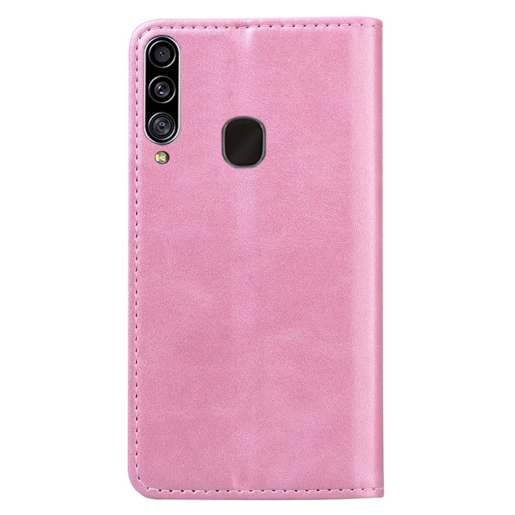 For Samsung Galaxy A20s Business Stitching Horizontal Flip Leather Case with Double Folding & Bracket & Card Slots & Photo Frame & Wallet