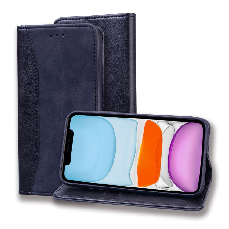 For Samsung Galaxy A21 Business Stitching Horizontal Flip Leather Case with Double Folding & Bracket & Card Slots & Photo Frame & Wallet
