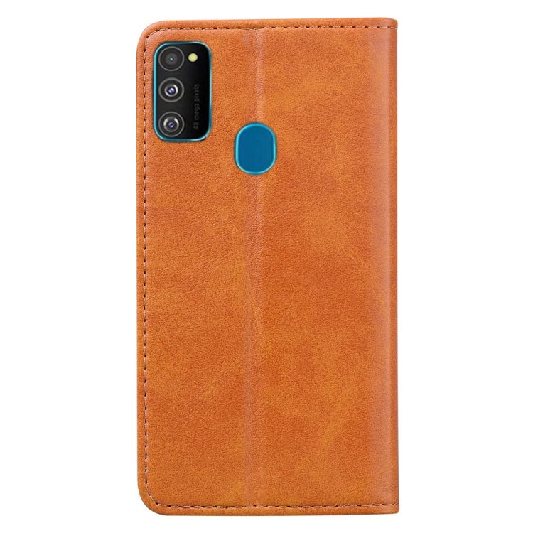 For Samsung Galaxy A21s Business Stitching Horizontal Flip Leather Case with Double Folding & Bracket & Card Slots & Photo Frame & Wallet