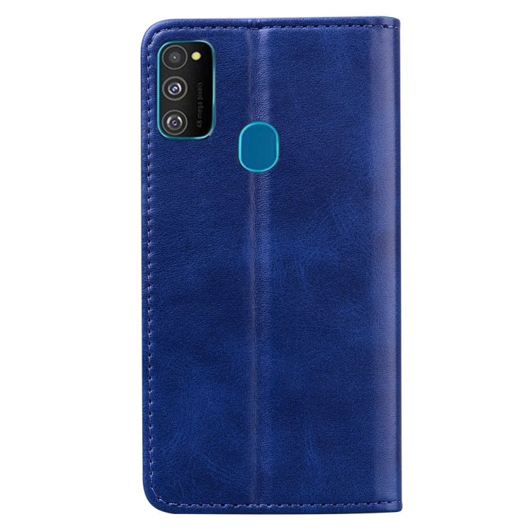 For Samsung Galaxy A21s Business Stitching Horizontal Flip Leather Case with Double Folding & Bracket & Card Slots & Photo Frame & Wallet