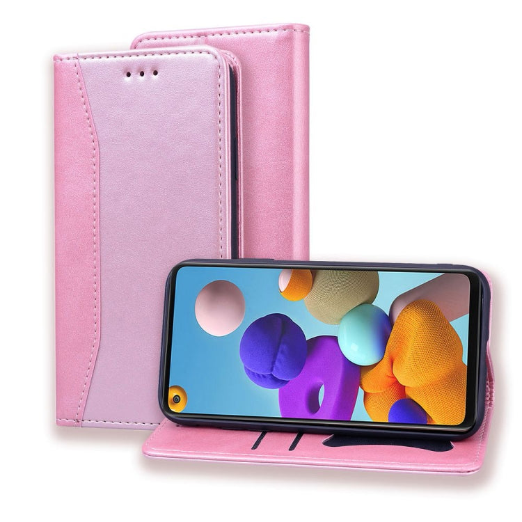 For Samsung Galaxy A21s Business Stitching Horizontal Flip Leather Case with Double Folding & Bracket & Card Slots & Photo Frame & Wallet