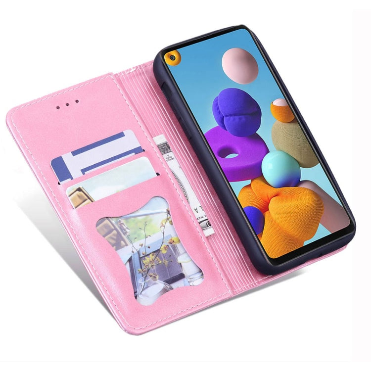For Samsung Galaxy A21s Business Stitching Horizontal Flip Leather Case with Double Folding & Bracket & Card Slots & Photo Frame & Wallet