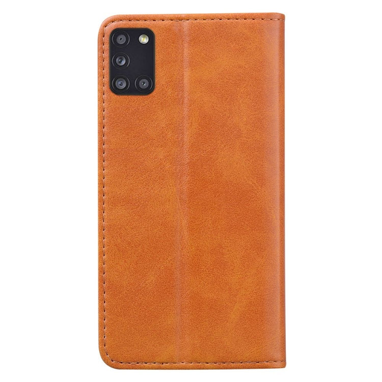 For Samsung Galaxy A31 Business Stitching Horizontal Flip Leather Case with Double Folding & Bracket & Card Slots & Photo Frame & Wallet