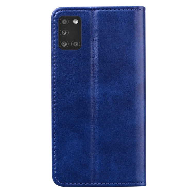 For Samsung Galaxy A31 Business Stitching Horizontal Flip Leather Case with Double Folding & Bracket & Card Slots & Photo Frame & Wallet
