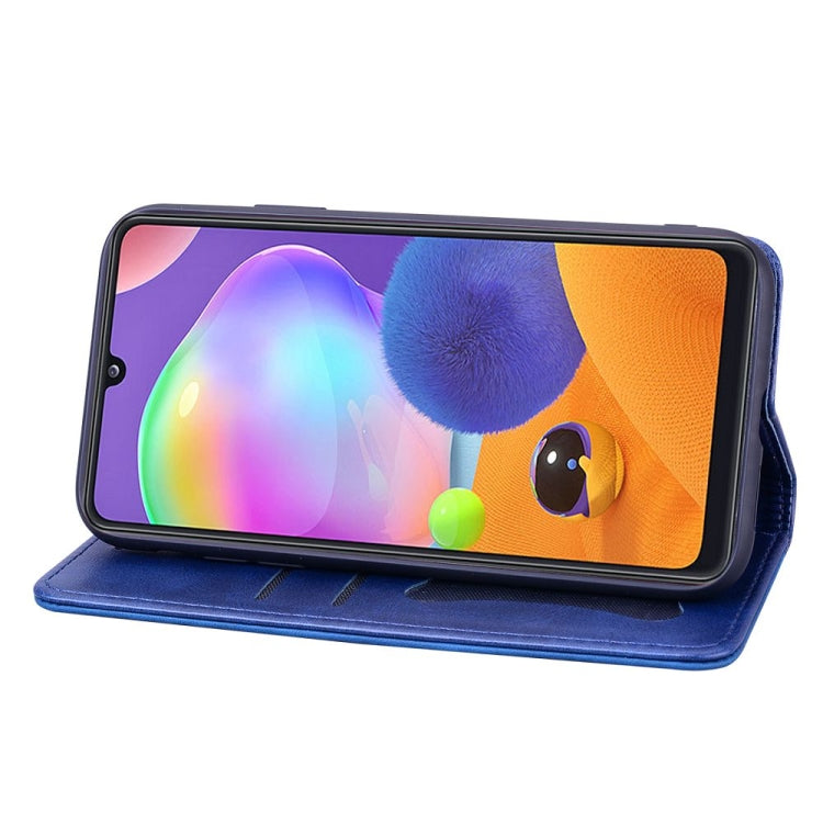 For Samsung Galaxy A31 Business Stitching Horizontal Flip Leather Case with Double Folding & Bracket & Card Slots & Photo Frame & Wallet