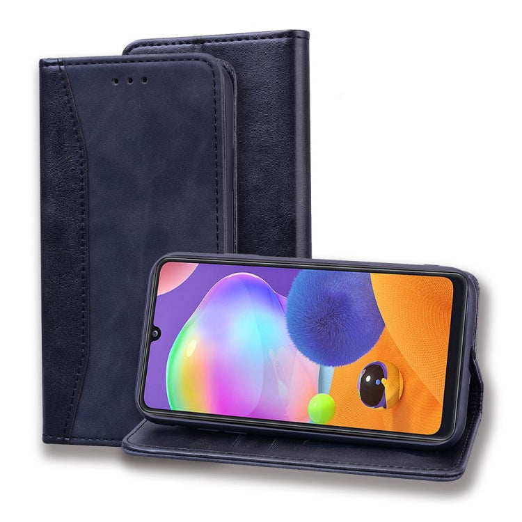 For Samsung Galaxy A31 Business Stitching Horizontal Flip Leather Case with Double Folding & Bracket & Card Slots & Photo Frame & Wallet
