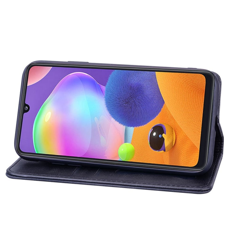 For Samsung Galaxy A31 Business Stitching Horizontal Flip Leather Case with Double Folding & Bracket & Card Slots & Photo Frame & Wallet