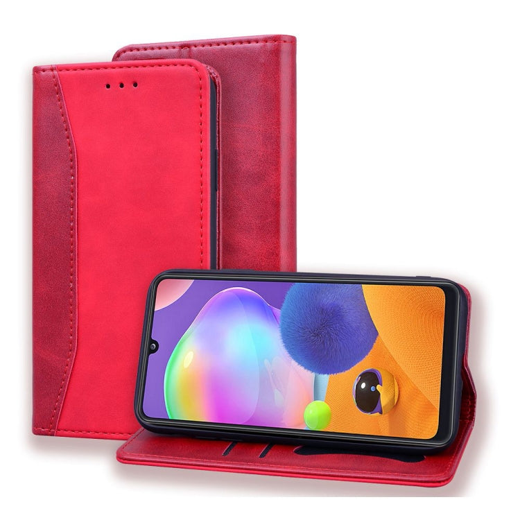 For Samsung Galaxy A31 Business Stitching Horizontal Flip Leather Case with Double Folding & Bracket & Card Slots & Photo Frame & Wallet