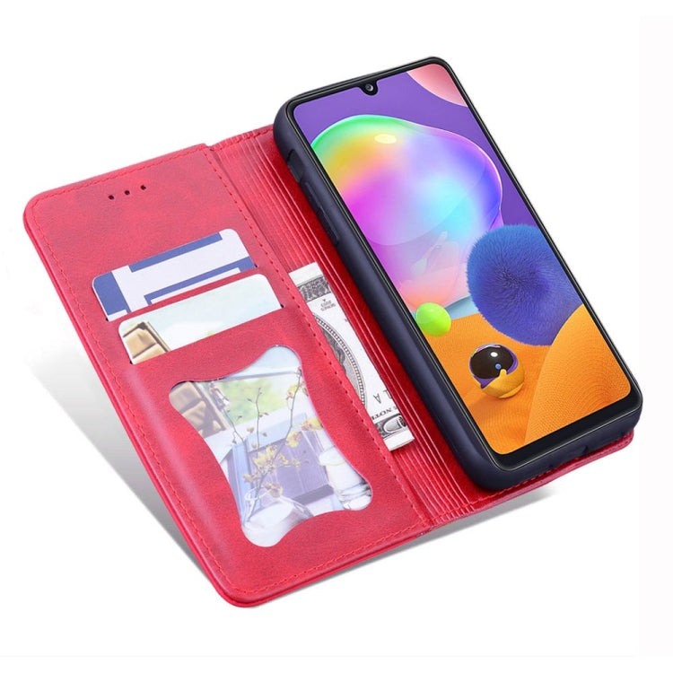 For Samsung Galaxy A31 Business Stitching Horizontal Flip Leather Case with Double Folding & Bracket & Card Slots & Photo Frame & Wallet