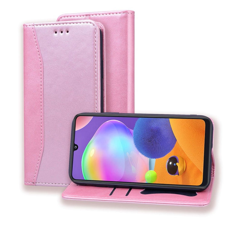 For Samsung Galaxy A31 Business Stitching Horizontal Flip Leather Case with Double Folding & Bracket & Card Slots & Photo Frame & Wallet