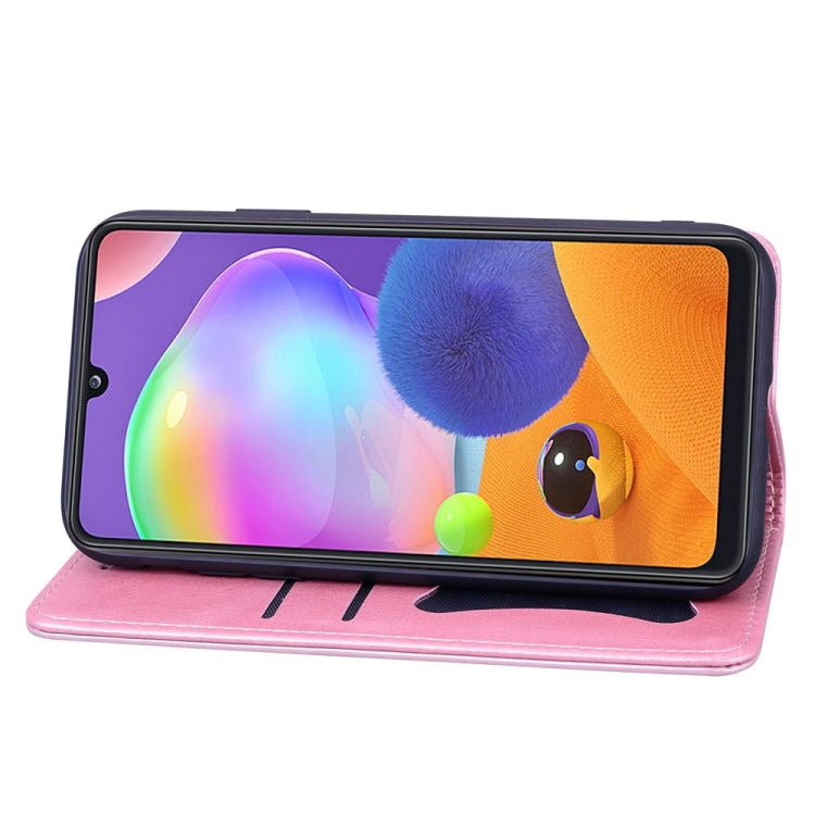 For Samsung Galaxy A31 Business Stitching Horizontal Flip Leather Case with Double Folding & Bracket & Card Slots & Photo Frame & Wallet