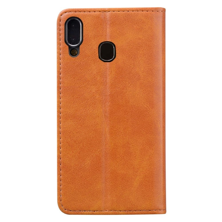 For Samsung Galaxy A40 Business Stitching Horizontal Flip Leather Case with Double Folding & Bracket & Card Slots & Photo Frame & Wallet