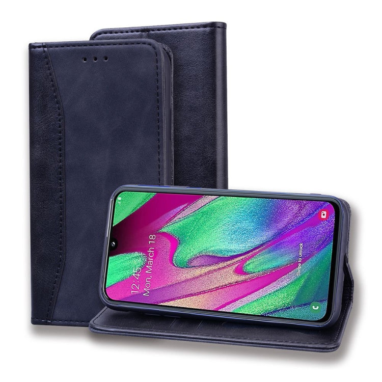 For Samsung Galaxy A40 Business Stitching Horizontal Flip Leather Case with Double Folding & Bracket & Card Slots & Photo Frame & Wallet