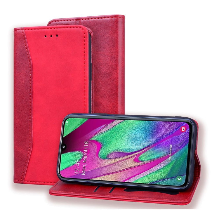 For Samsung Galaxy A40 Business Stitching Horizontal Flip Leather Case with Double Folding & Bracket & Card Slots & Photo Frame & Wallet