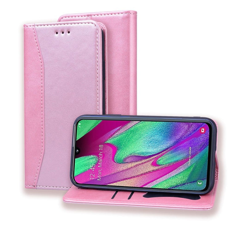 For Samsung Galaxy A40 Business Stitching Horizontal Flip Leather Case with Double Folding & Bracket & Card Slots & Photo Frame & Wallet