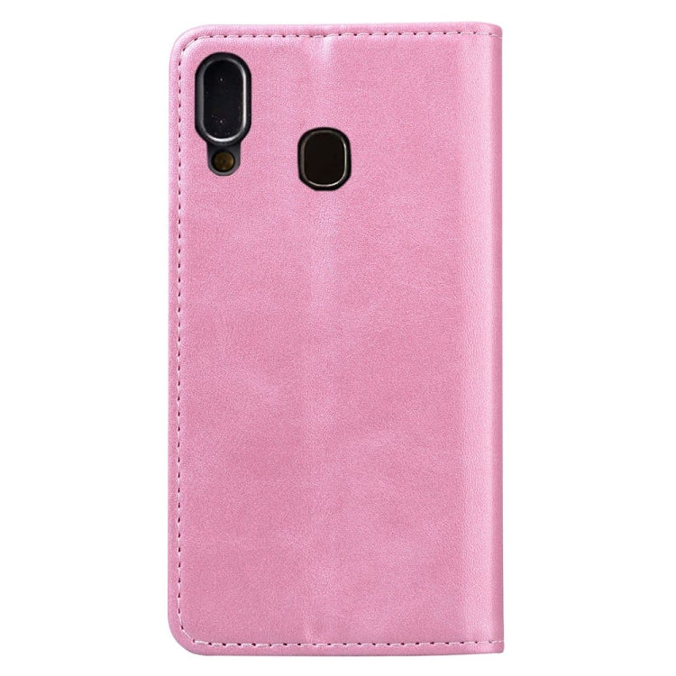 For Samsung Galaxy A40 Business Stitching Horizontal Flip Leather Case with Double Folding & Bracket & Card Slots & Photo Frame & Wallet