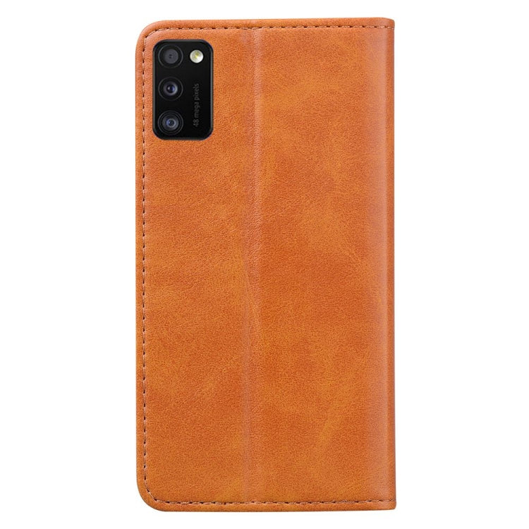 For Samsung Galaxy A41 Business Stitching Horizontal Flip Leather Case with Double Folding & Bracket & Card Slots & Photo Frame & Wallet