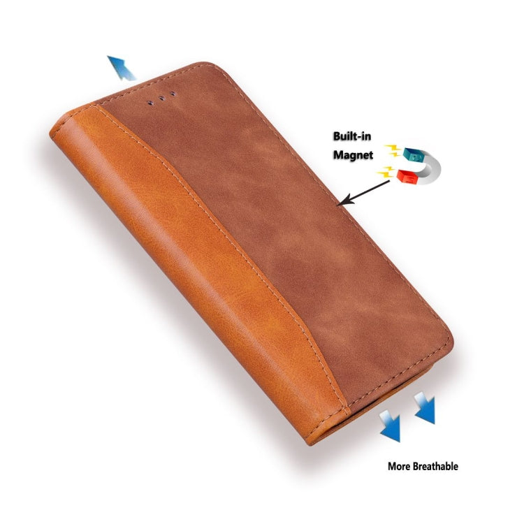 For Samsung Galaxy A41 Business Stitching Horizontal Flip Leather Case with Double Folding & Bracket & Card Slots & Photo Frame & Wallet