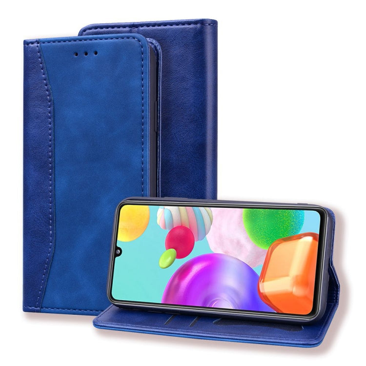 For Samsung Galaxy A41 Business Stitching Horizontal Flip Leather Case with Double Folding & Bracket & Card Slots & Photo Frame & Wallet