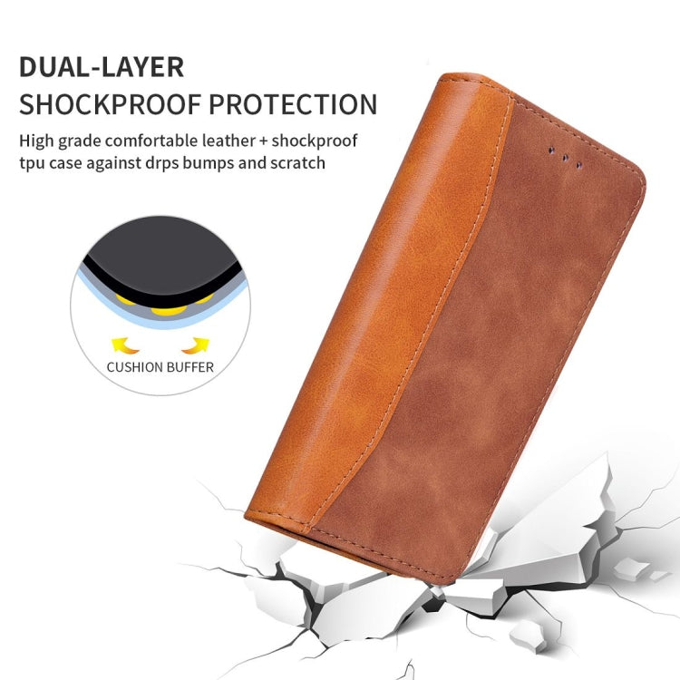 For Samsung Galaxy A41 Business Stitching Horizontal Flip Leather Case with Double Folding & Bracket & Card Slots & Photo Frame & Wallet