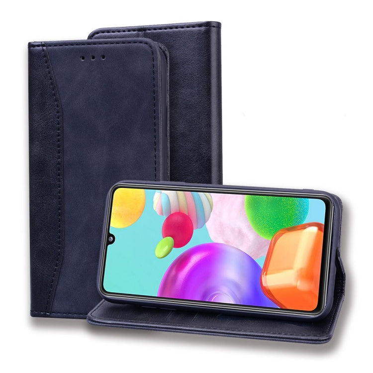 For Samsung Galaxy A41 Business Stitching Horizontal Flip Leather Case with Double Folding & Bracket & Card Slots & Photo Frame & Wallet