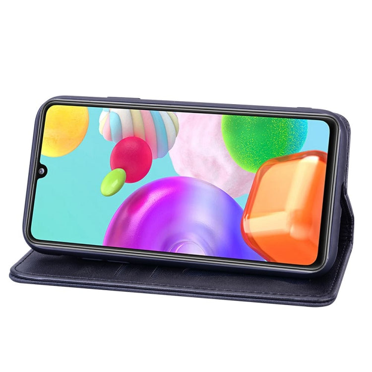 For Samsung Galaxy A41 Business Stitching Horizontal Flip Leather Case with Double Folding & Bracket & Card Slots & Photo Frame & Wallet