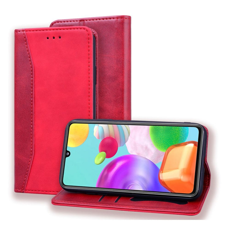 For Samsung Galaxy A41 Business Stitching Horizontal Flip Leather Case with Double Folding & Bracket & Card Slots & Photo Frame & Wallet