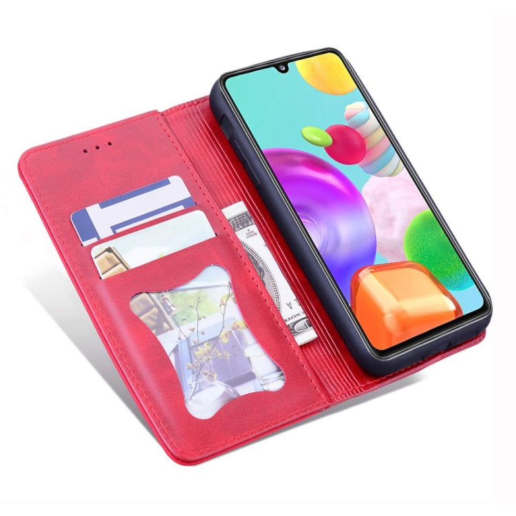 For Samsung Galaxy A41 Business Stitching Horizontal Flip Leather Case with Double Folding & Bracket & Card Slots & Photo Frame & Wallet